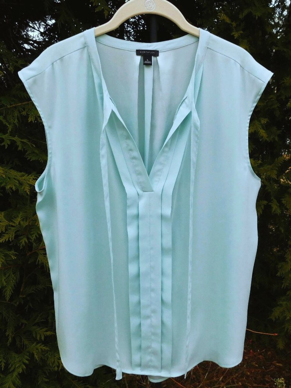 Ann Taylor Semi-Sheer Pleated Sleeveless Blouse